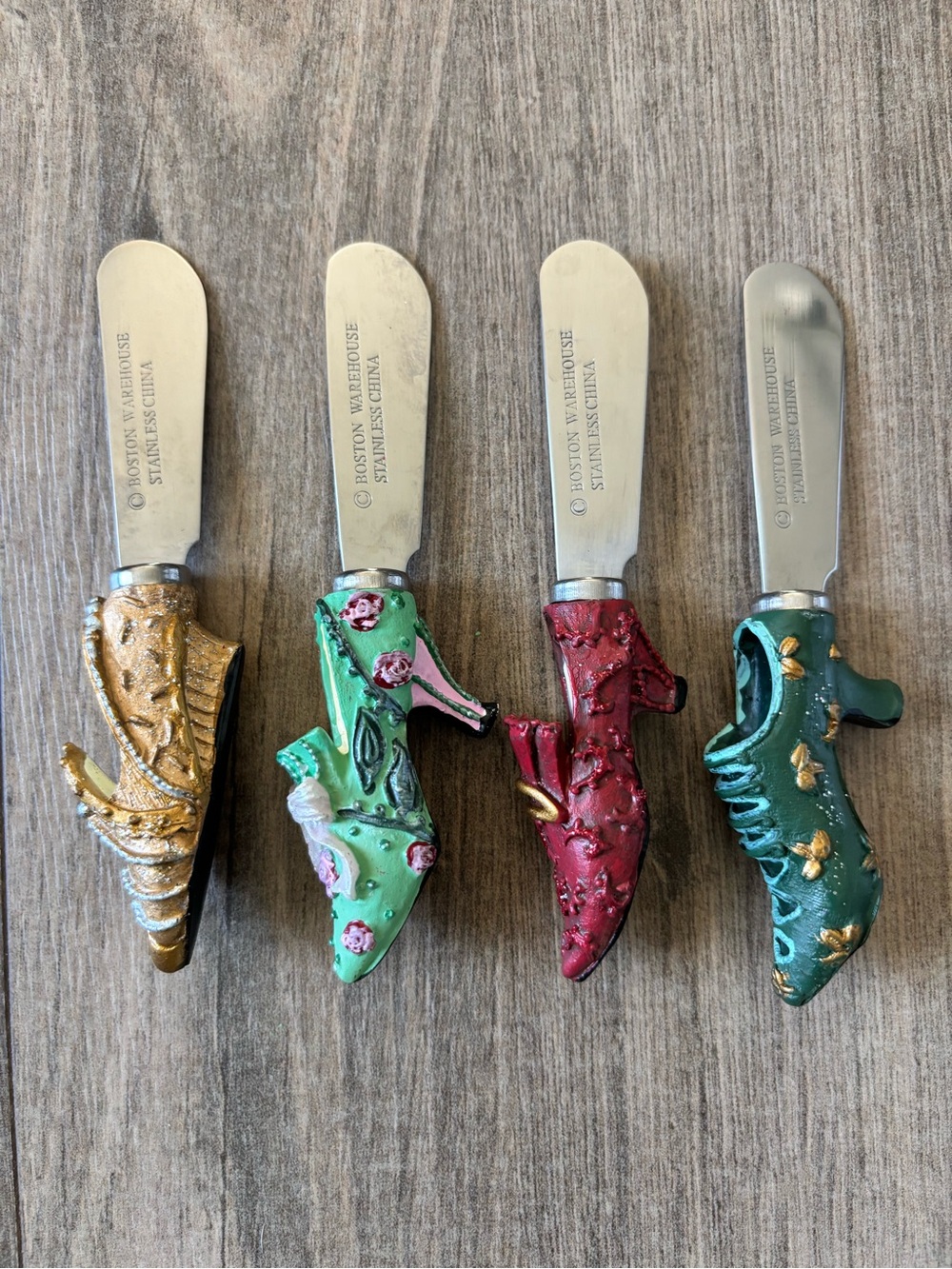 Decorative Whimsical Women Shoe Cheese Spreaders - Gold, Mint, Red, Teal